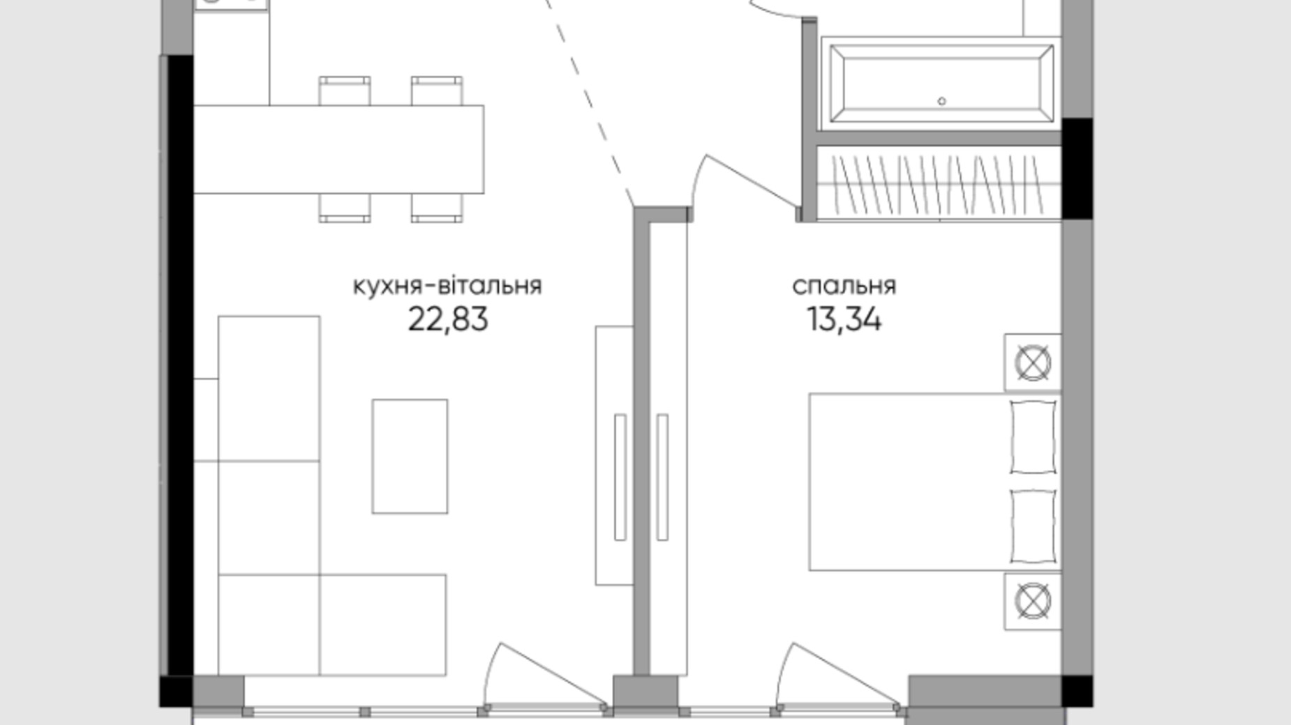 Планування 1-кімнатної квартири в ЖК Park Lake City Aqua 51.53 м², фото 425862