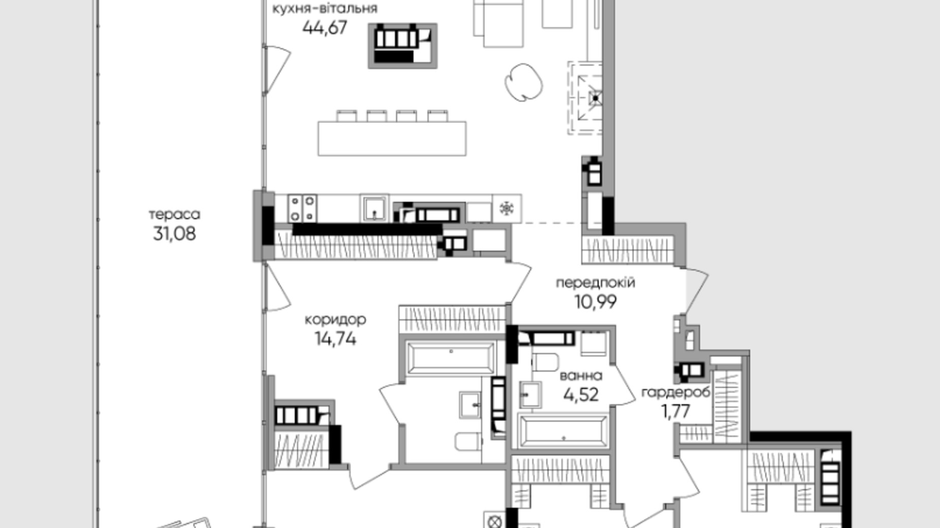 Планування 3-кімнатної квартири в ЖК Park Lake City Aqua 155.09 м², фото 425864