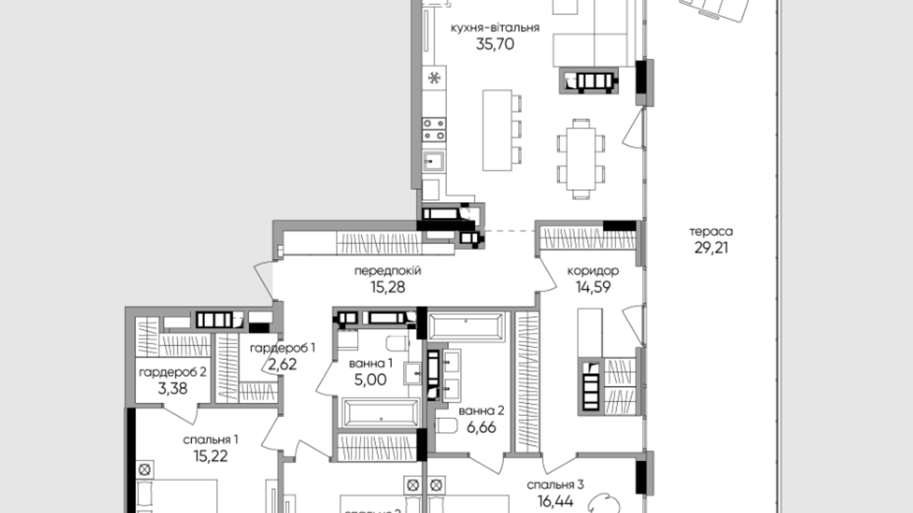 Планировка 3-комнатной квартиры в ЖК Park Lake City Aqua 152.43 м², фото 425865