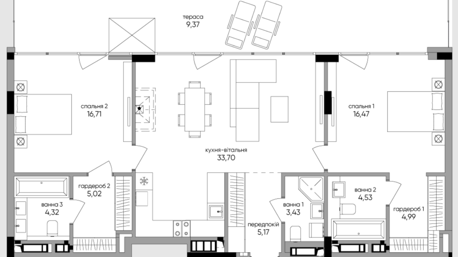 Планировка 1-комнатной квартиры в ЖК Park Lake City Aqua 103.71 м², фото 425867