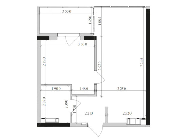 ЖК Park Lake City Vita: планування 1-кімнатної квартири 45.31 м²