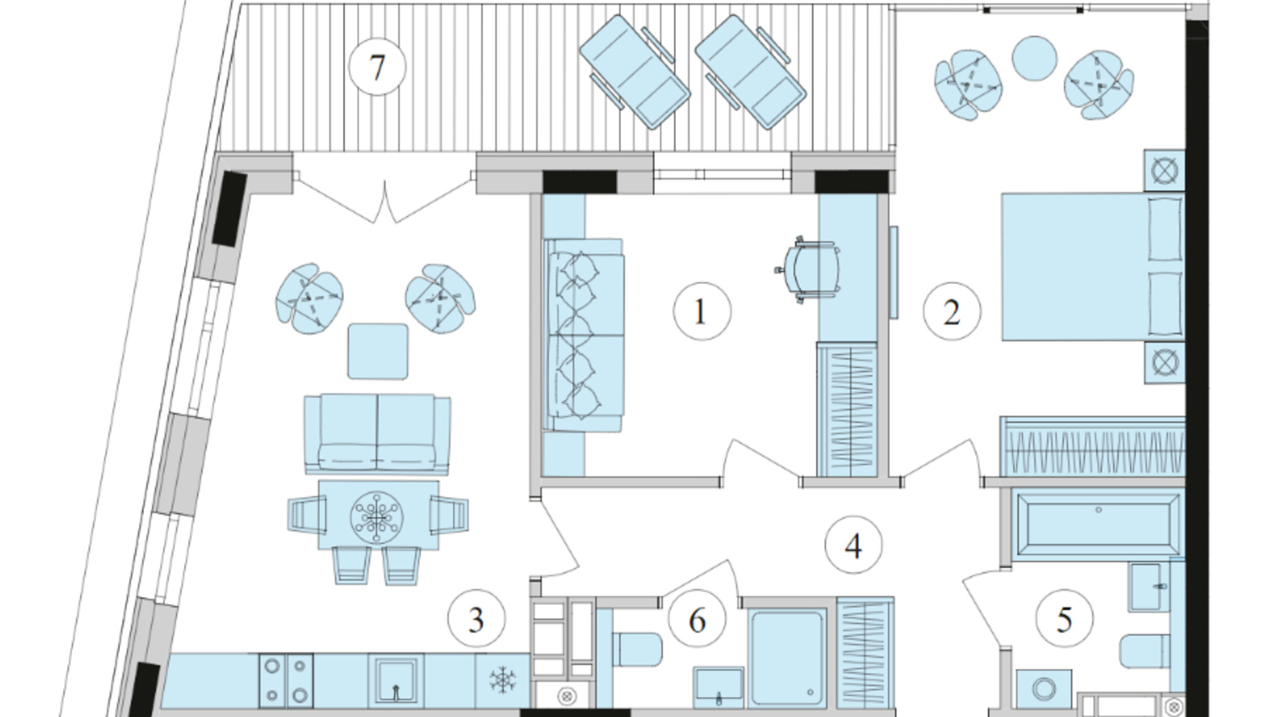 Планування 2-кімнатної квартири в ЖК Park Lake City Vita 61.57 м², фото 426408