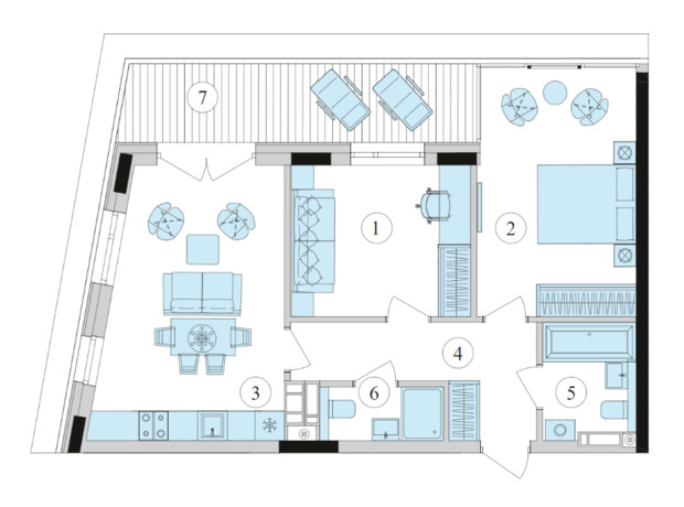 ЖК Park Lake City Vita: планування 2-кімнатної квартири 61.57 м²