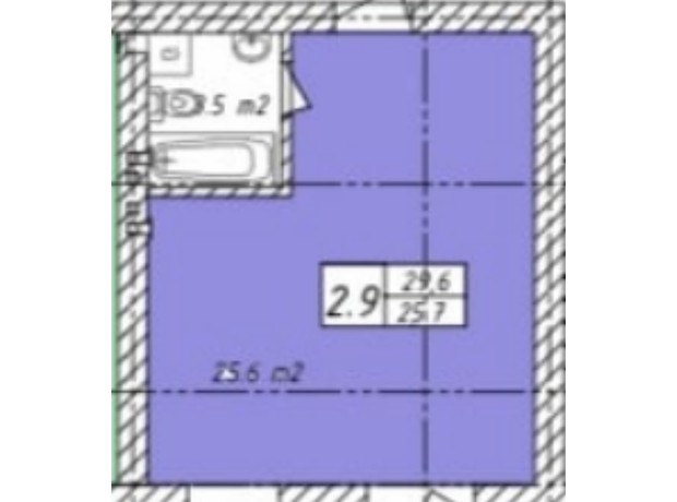ЖК Belveder City Smart: планування 1-кімнатної квартири 26.2 м²