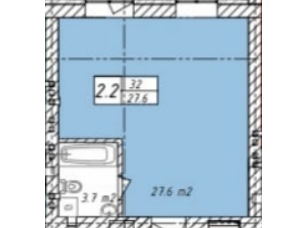 ЖК Belveder City Smart: планування 1-кімнатної квартири 27.6 м²