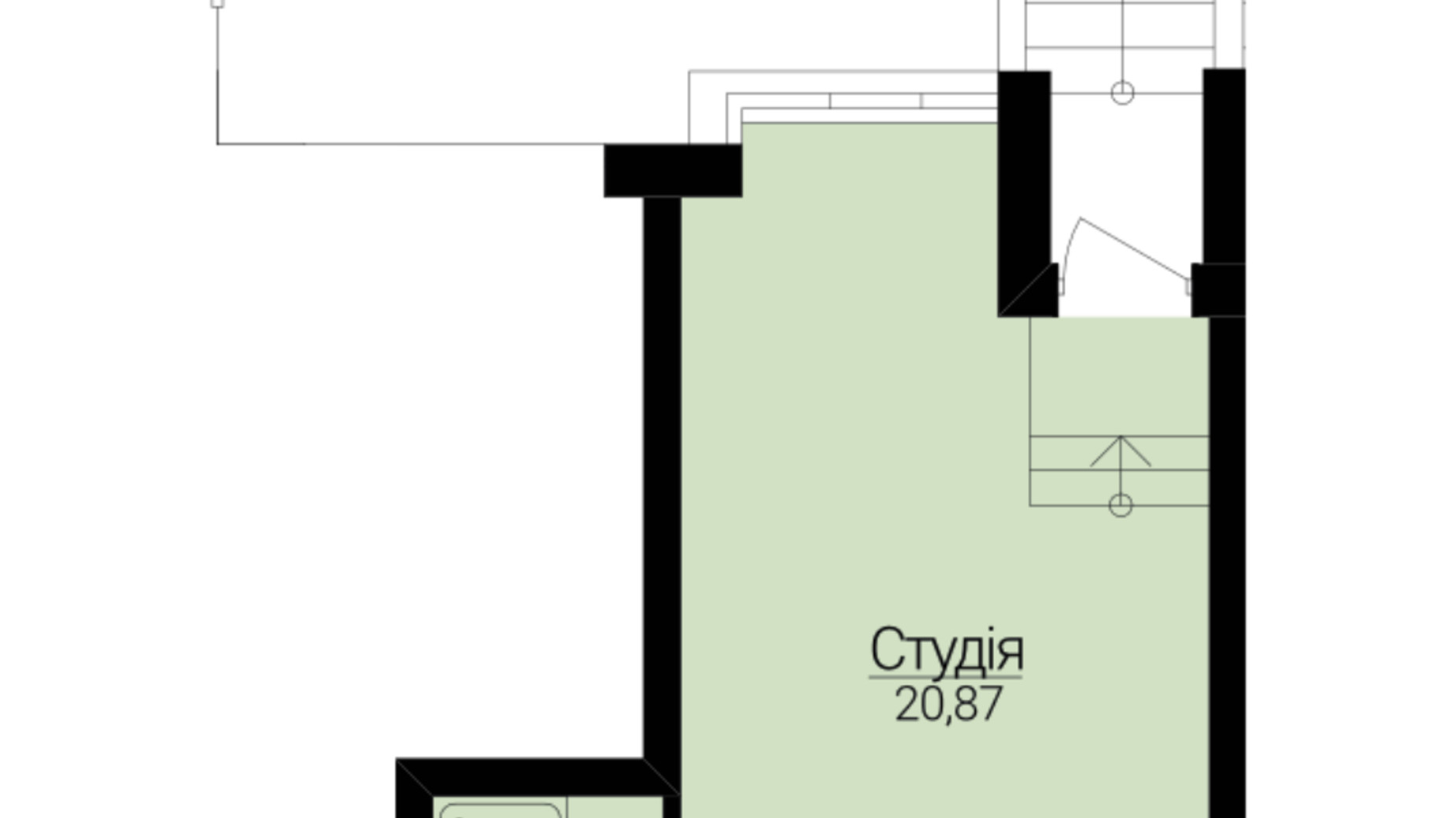 Планировка квартиры студии в ЖК Гостомель Residence 29.91 м², фото 427405