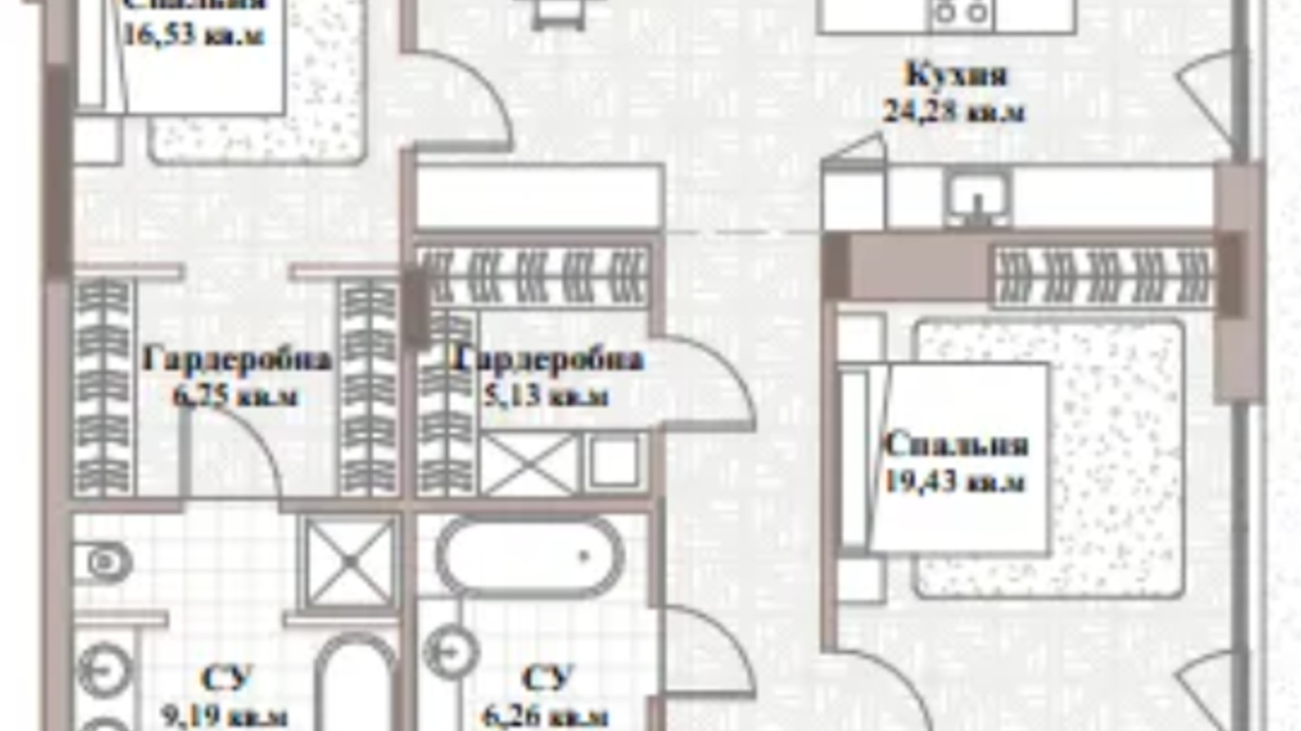 Планування 3-кімнатної квартири в ЖК Park Lake City Vita 166.66 м², фото 427698
