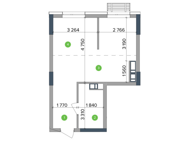 ЖК Метрополис: планировка 1-комнатной квартиры 34.78 м²