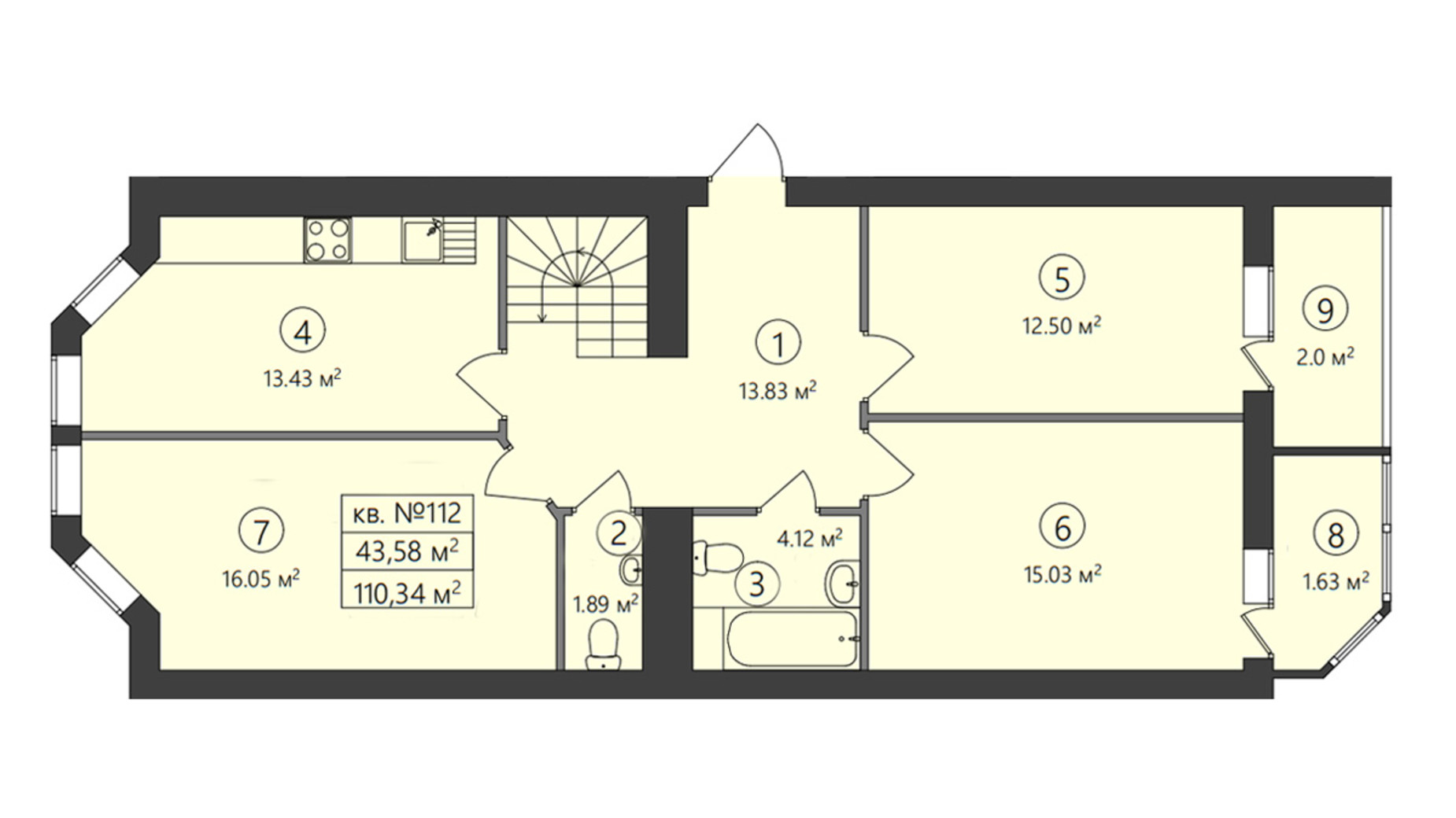 Планировка много­уровневой квартиры в ЖК Family-2 130.42 м², фото 428744