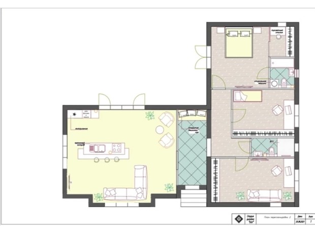 КГ Терещенские озера: планировка 3-комнатной квартиры 130 м²