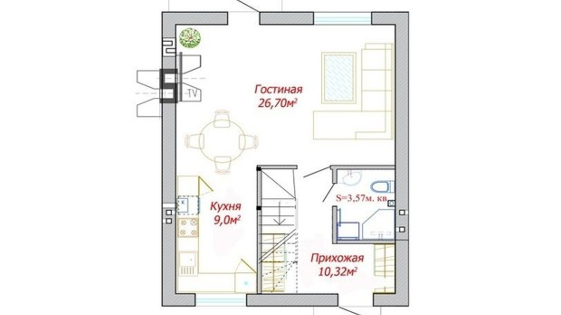 Планування таунхауса в Танхаус Нова Конча-Заспа 132.6 м², фото 429822