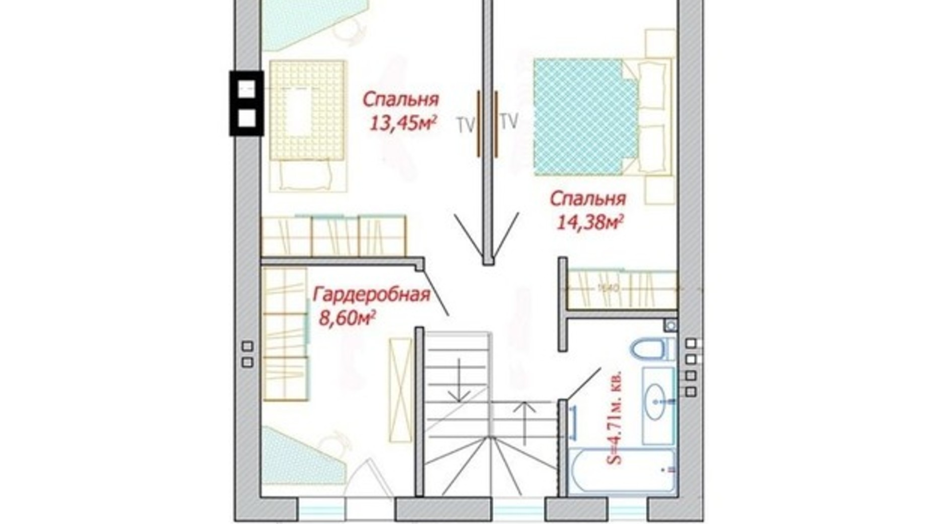 Планировка таунхауса в Танхаус Новая Конча-Заспа 132.7 м², фото 429823