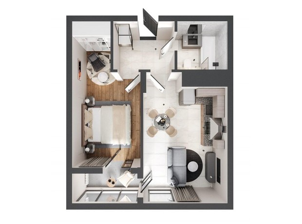 ЖК Вышневый Сад: планировка 1-комнатной квартиры 43.8 м²