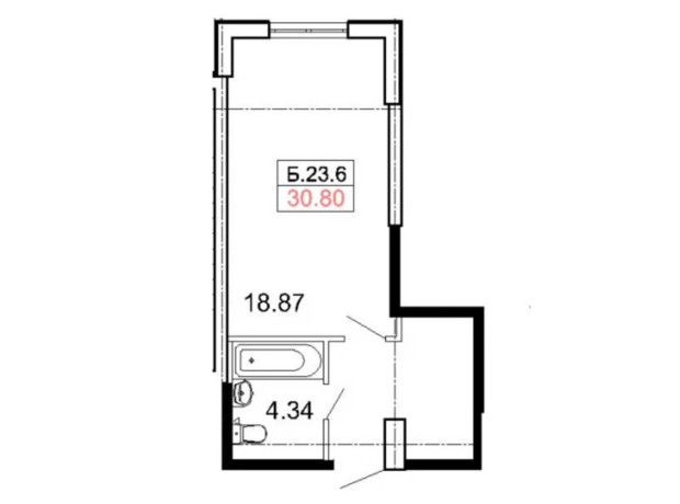 ЖК Акрополь: планування 1-кімнатної квартири 30.8 м²