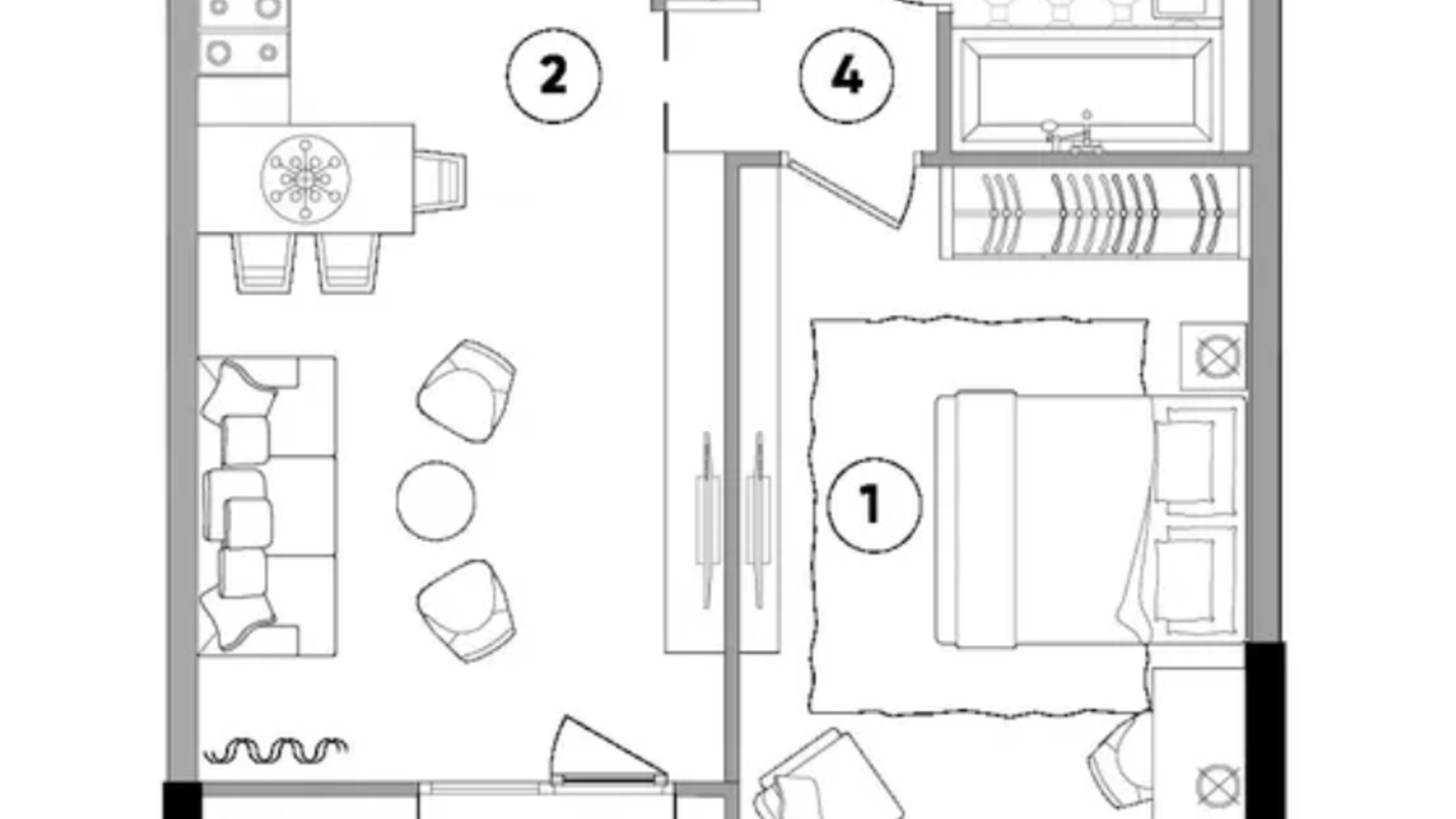 Планировка 1-комнатной квартиры в ЖК Lucky Land 48.9 м², фото 434181