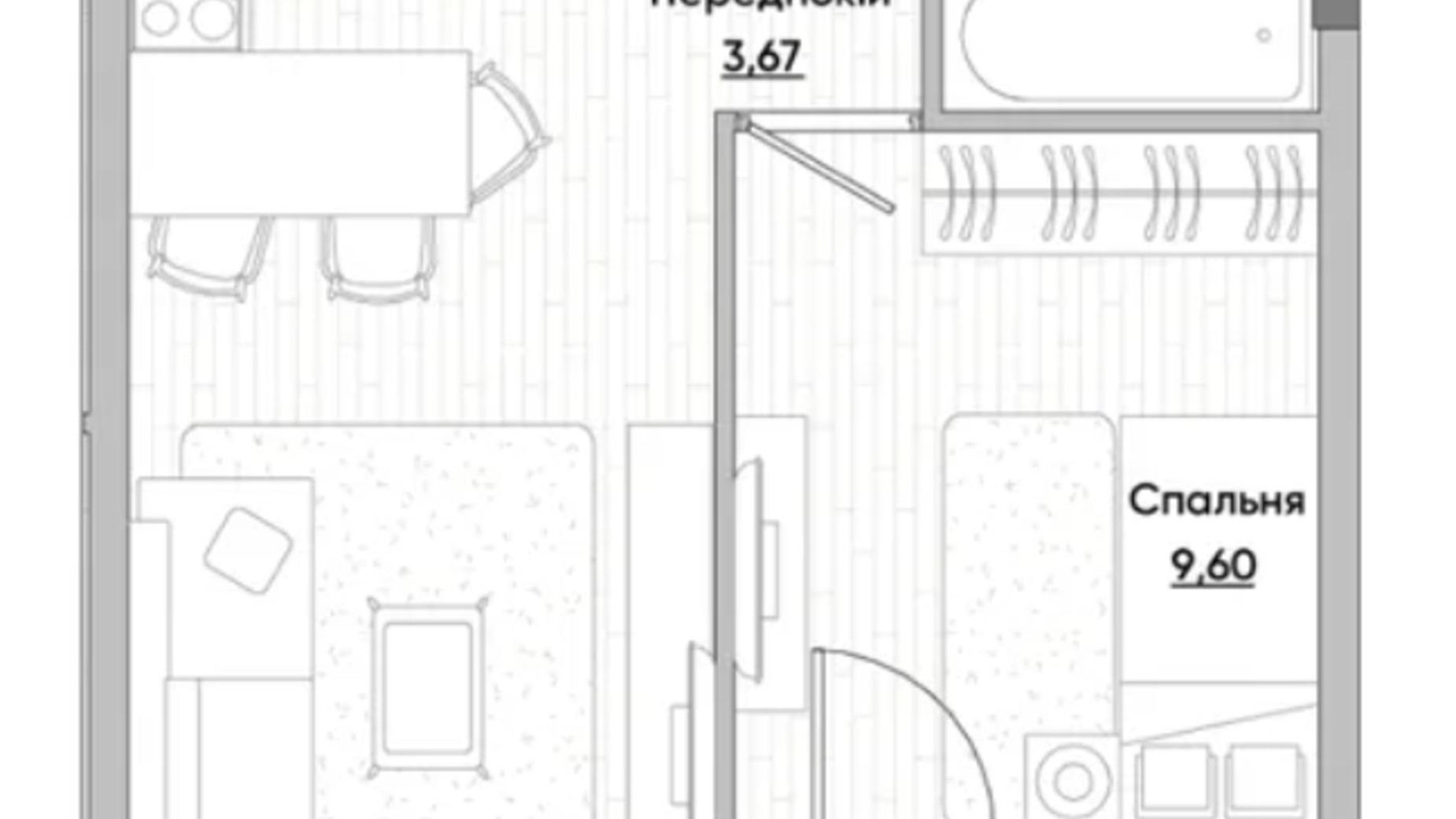 Планировка 1-комнатной квартиры в ЖК Lucky Land 40.95 м², фото 434186