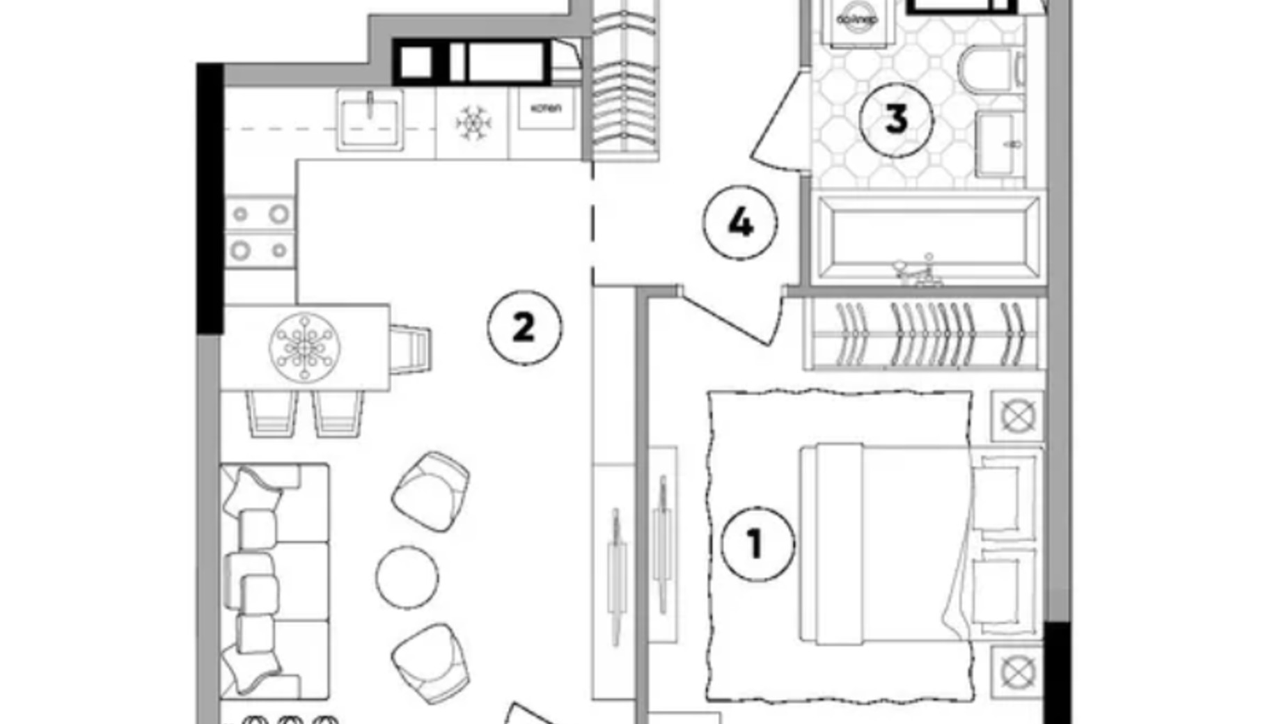 Планировка 1-комнатной квартиры в ЖК Lucky Land 52.79 м², фото 434196