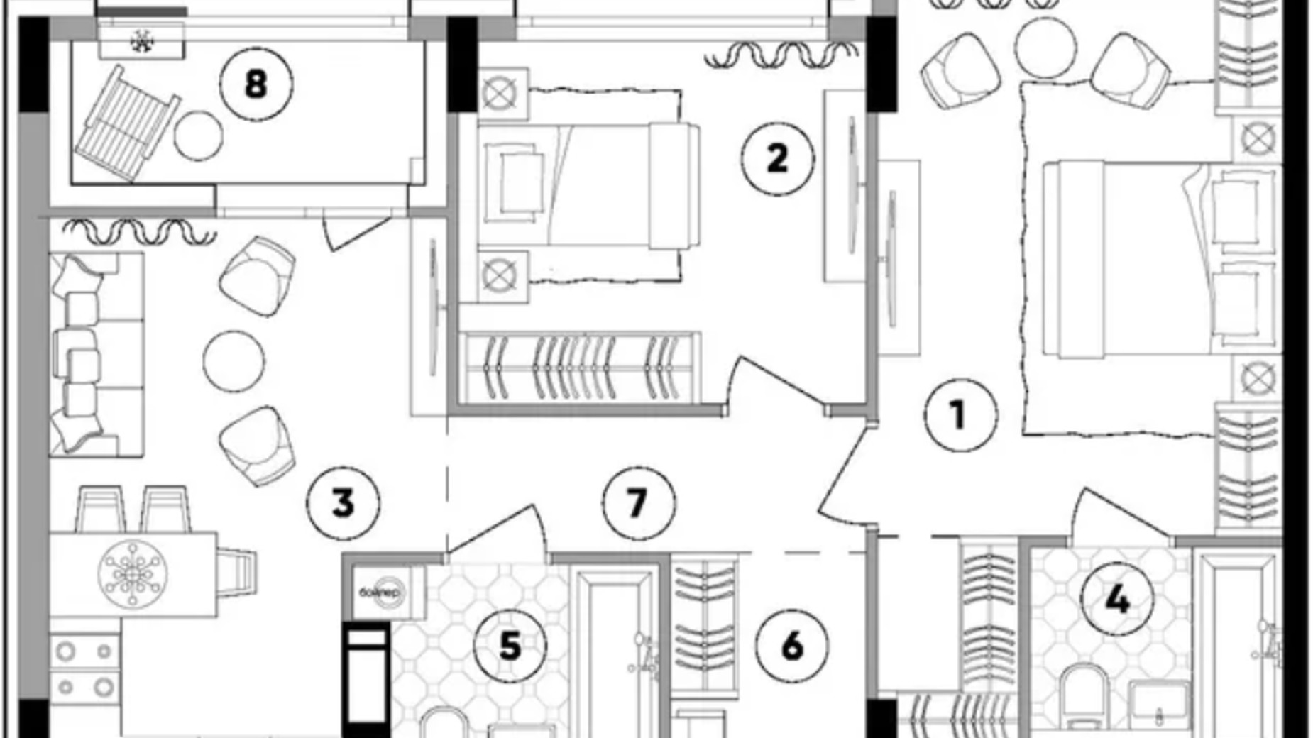 Планування 2-кімнатної квартири в ЖК Lucky Land 61.76 м², фото 434200