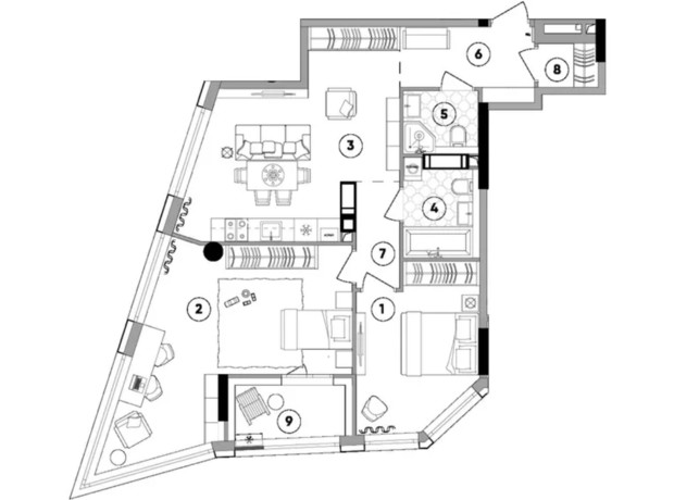 ЖК Lucky Land: планировка 2-комнатной квартиры 80.42 м²