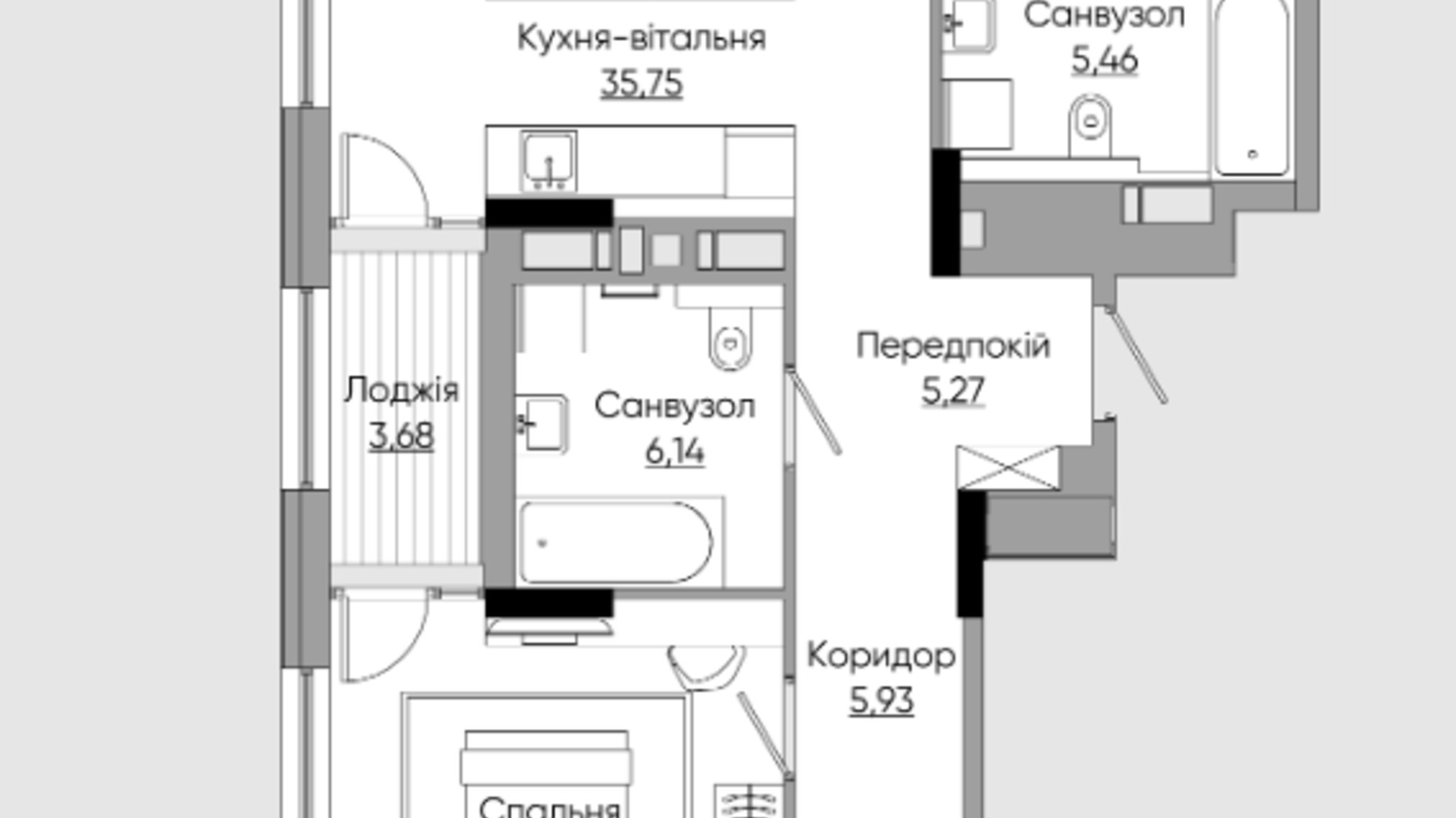 Планування 3-кімнатної квартири в ЖК Lucky Land 113.24 м², фото 434208