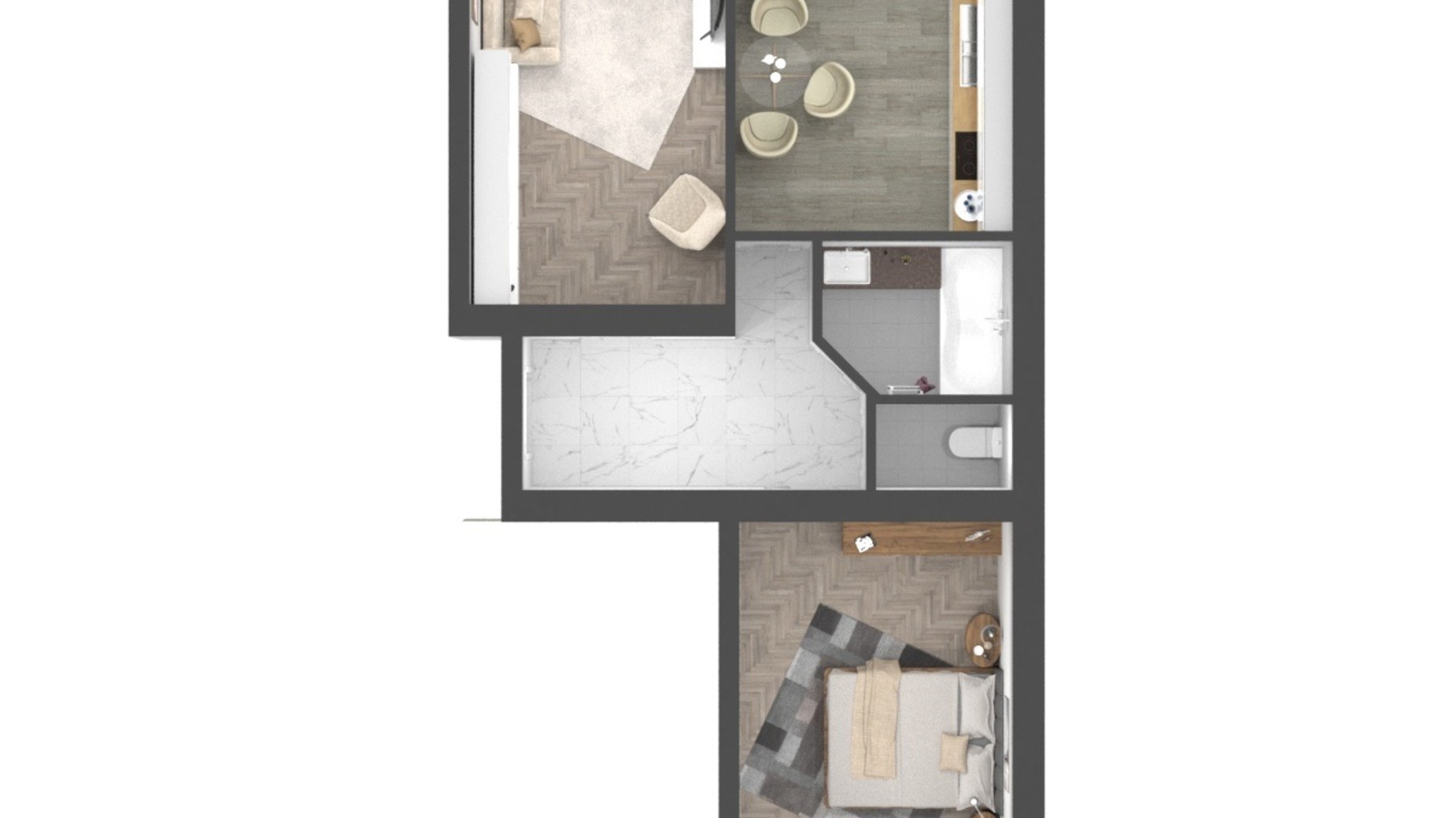 Планировка 2-комнатной квартиры в ЖК Grand Липины 65 м², фото 434482