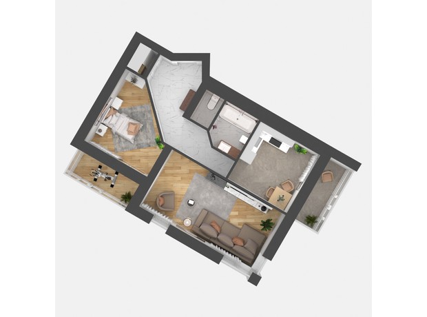 ЖК Grand Липини: планування 2-кімнатної квартири 62.5 м²