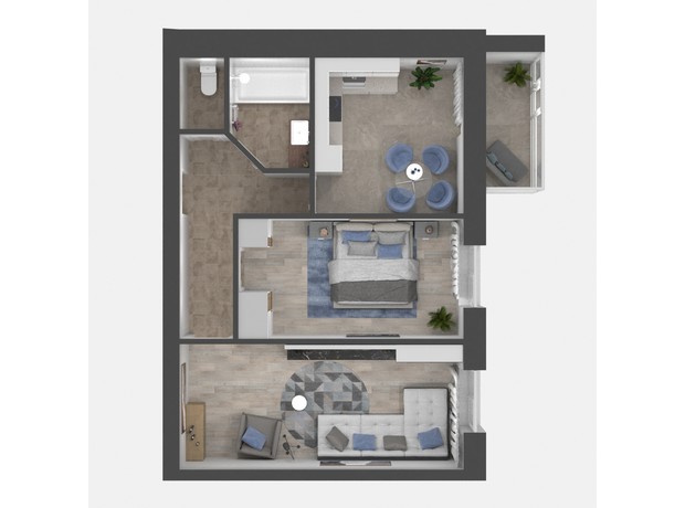 ЖК Grand Липины: планировка 2-комнатной квартиры 58 м²