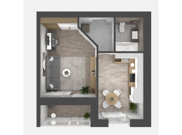 ЖК Grand Липини: планування 1-кімнатної квартири 41.5 м²