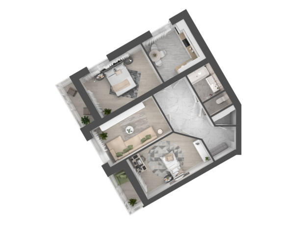 ЖК Grand Липины: планировка 3-комнатной квартиры 83 м²