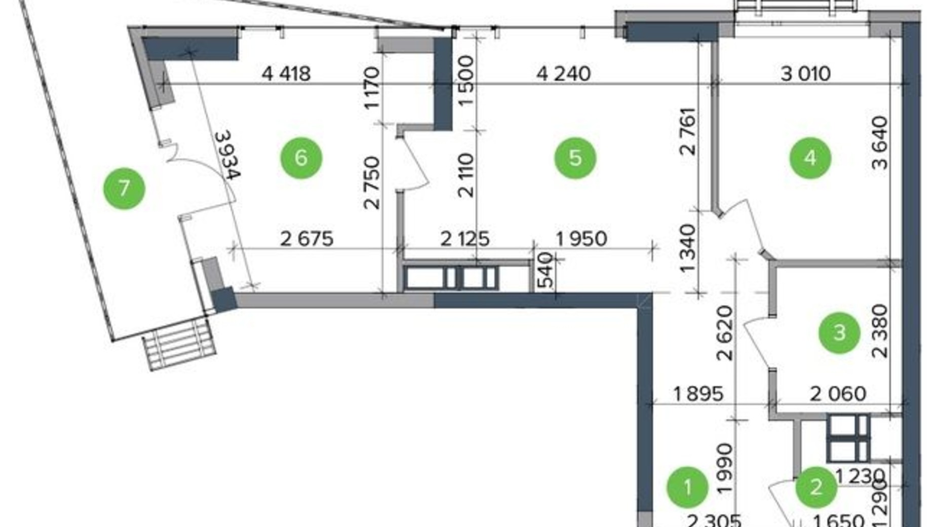 Планировка 2-комнатной квартиры в ЖК Метрополис 63.59 м², фото 434574