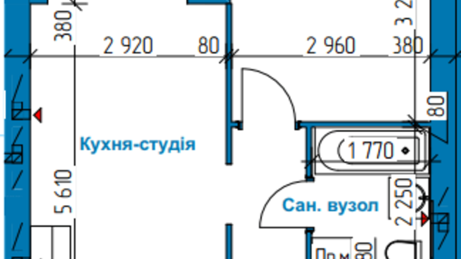 Планування 1-кімнатної квартири в ЖК в Лісовій Бучі 52.03 м², фото 434695