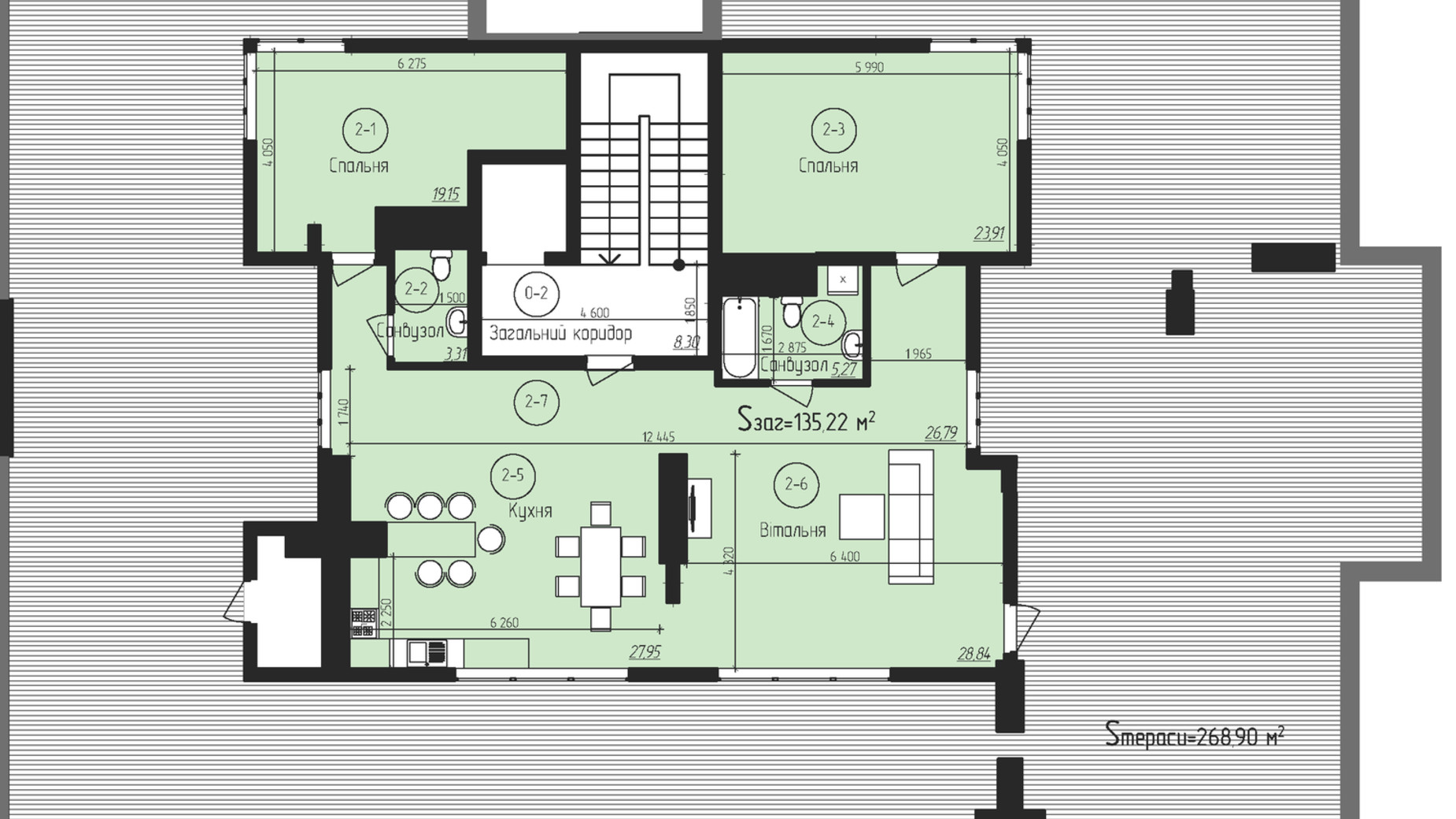 Планування 4-кімнатної квартири в ЖК Глобус Мерідіан 215.89 м², фото 434716