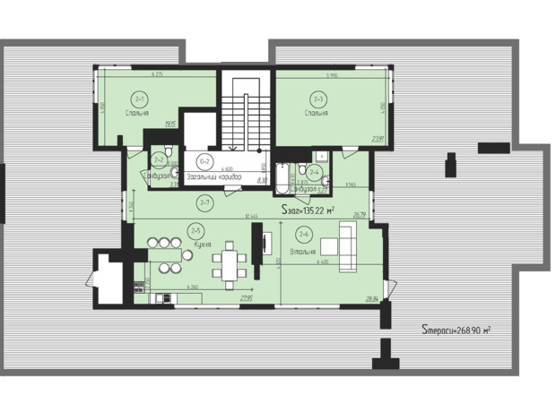 ЖК Глобус Меридиан: планировка 4-комнатной квартиры 215.89 м²