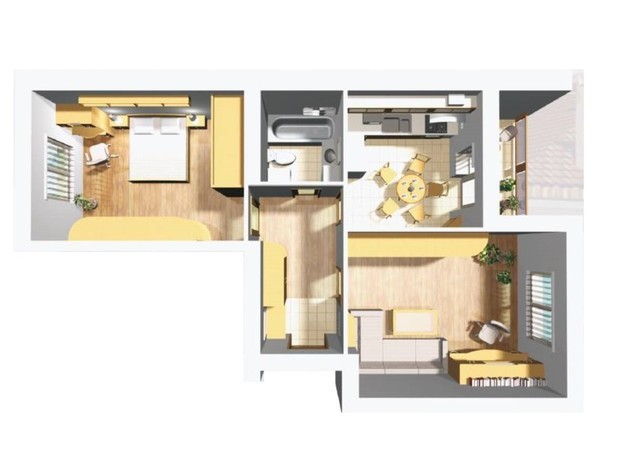 ЖК Семейный Городок: планировка 2-комнатной квартиры 57 м²