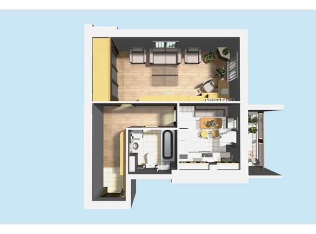 ЖК Семейный Городок: планировка 1-комнатной квартиры 46 м²