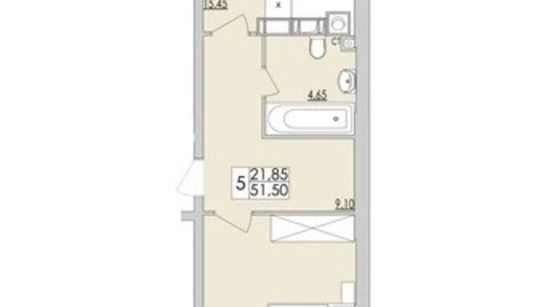 Планировка 1-комнатной квартиры в ЖК Кемпинг 51.5 м², фото 435282