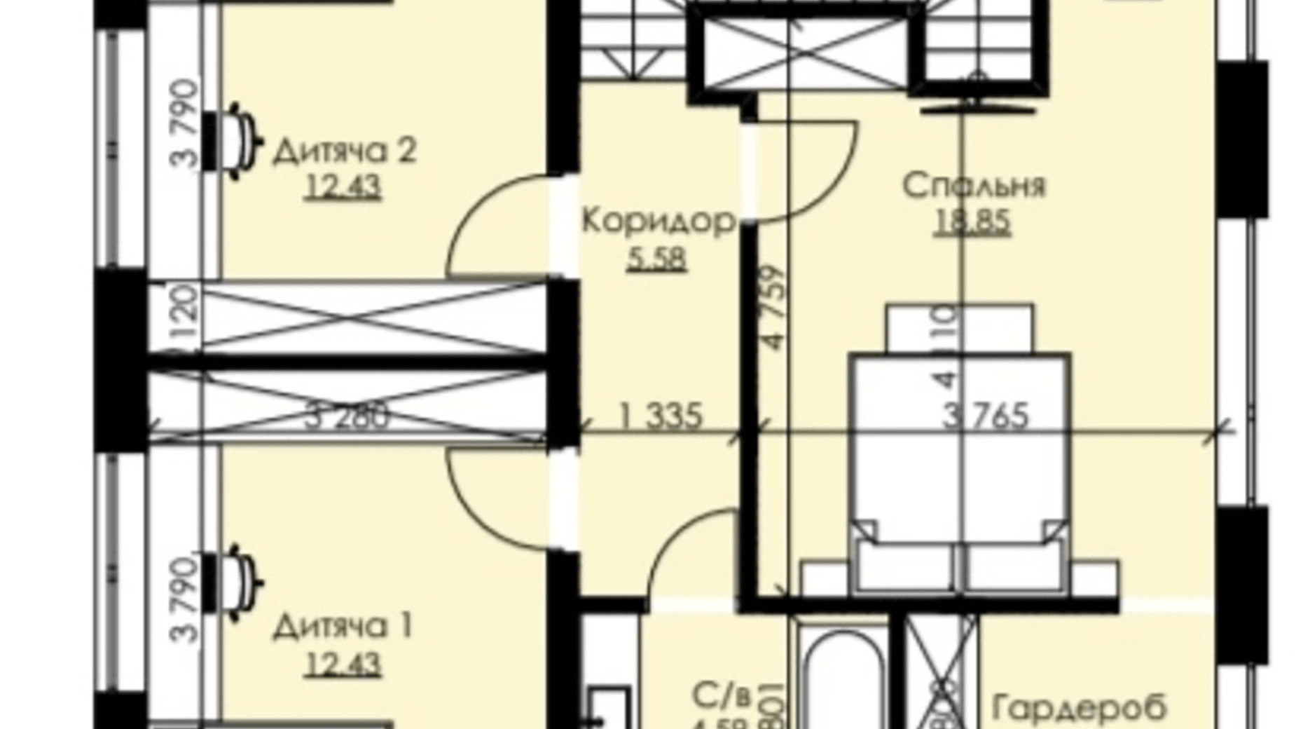 Планировка таунхауса в КГ Парковый 115 м², фото 437316