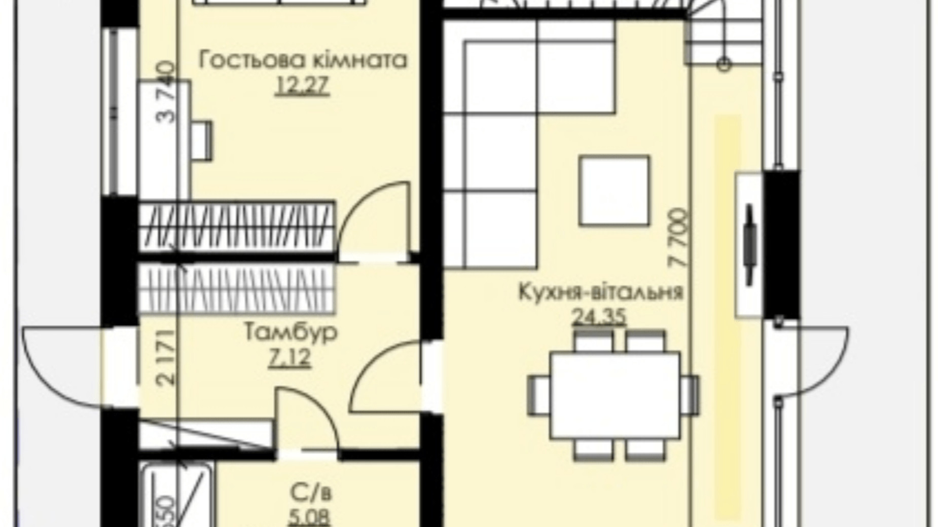 Планировка таунхауса в КГ Парковый 115 м², фото 437317