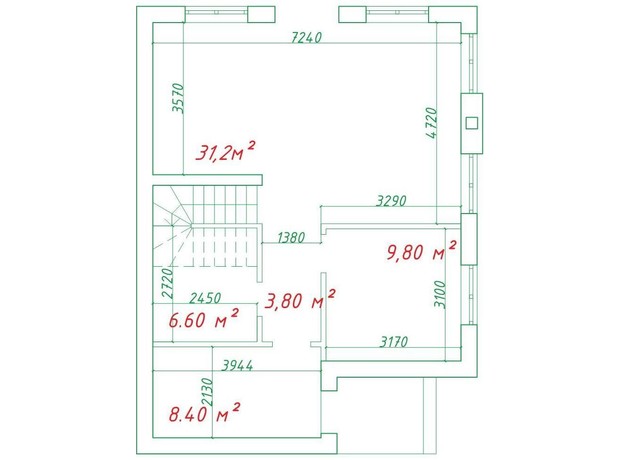 КГ ул. Некрасова, 6: планировка 3-комнатной квартиры 120 м²