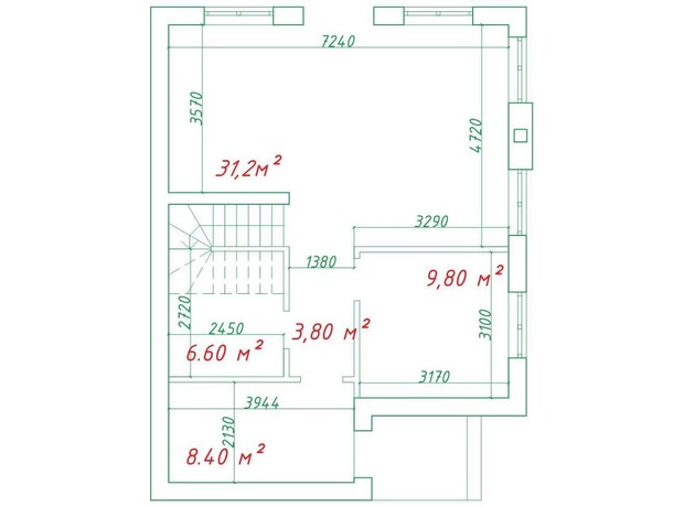 КМ вул. Некрасова, 6: планування 3-кімнатної квартири 120 м²