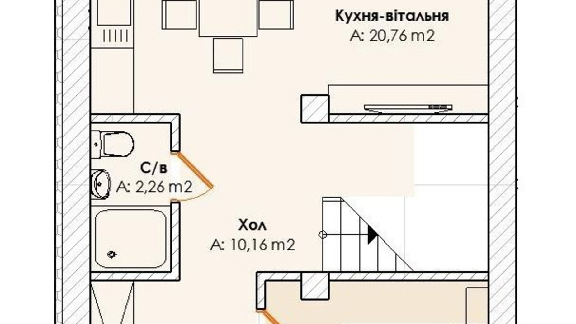 Планування таунхауса в Таунхаус P14 Irpencentre 110 м², фото 438099