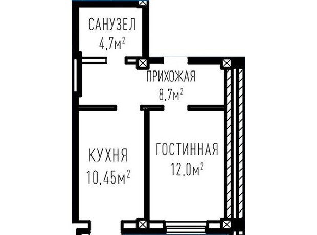 ЖК Лондон Парк: планировка 1-комнатной квартиры 37 м²