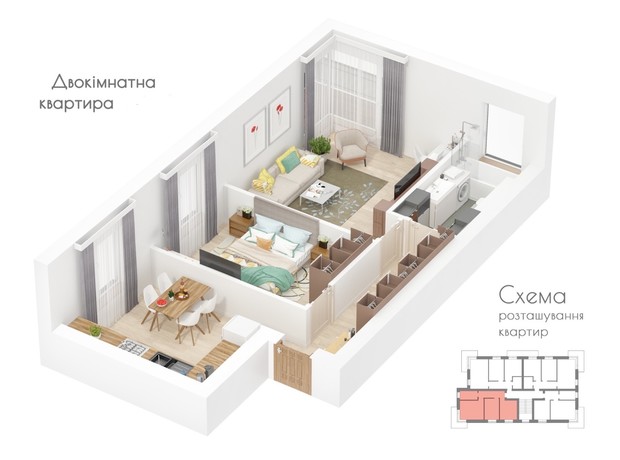 ЖК Lounge : планування 2-кімнатної квартири 60 м²