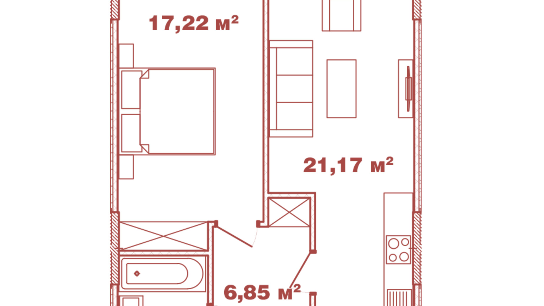 Планування 1-кімнатної квартири в ЖК Crystal Avenue 49.72 м², фото 440522