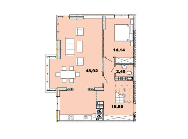 ЖК Crystal Avenue: планування 5-кімнатної квартири 160.15 м²