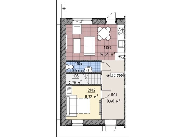 Таунхаус Family Residence: планування 3-кімнатної квартири 82 м²