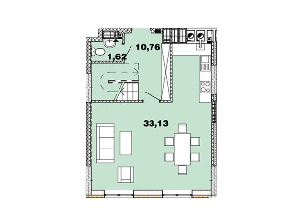 ЖК Crystal  Avenue: планировка 2-комнатной квартиры 89.08 м²