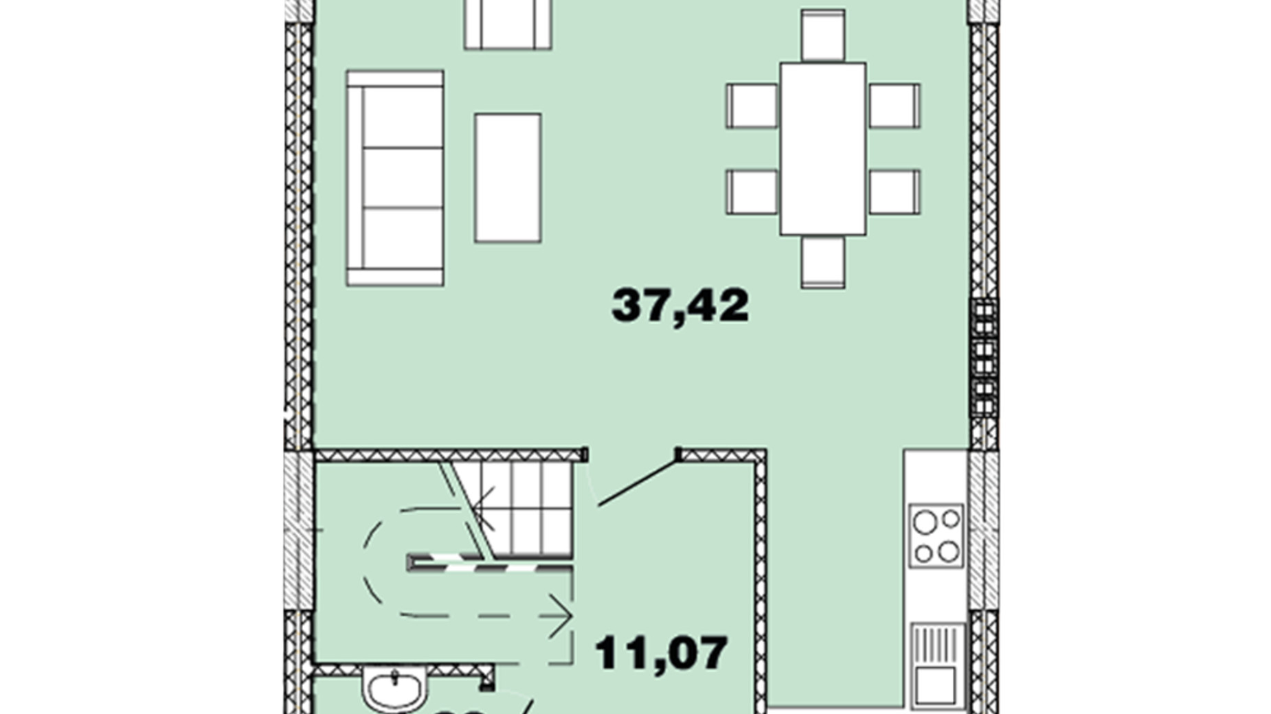 Планировка много­уровневой квартиры в ЖК Crystal  Avenue 98.74 м², фото 440726