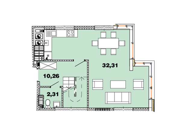 ЖК Crystal Avenue: планировка 4-комнатной квартиры 123.75 м² ЖК Crystal Avenue: планировка 4-комнатной квартиры 123.75 м²