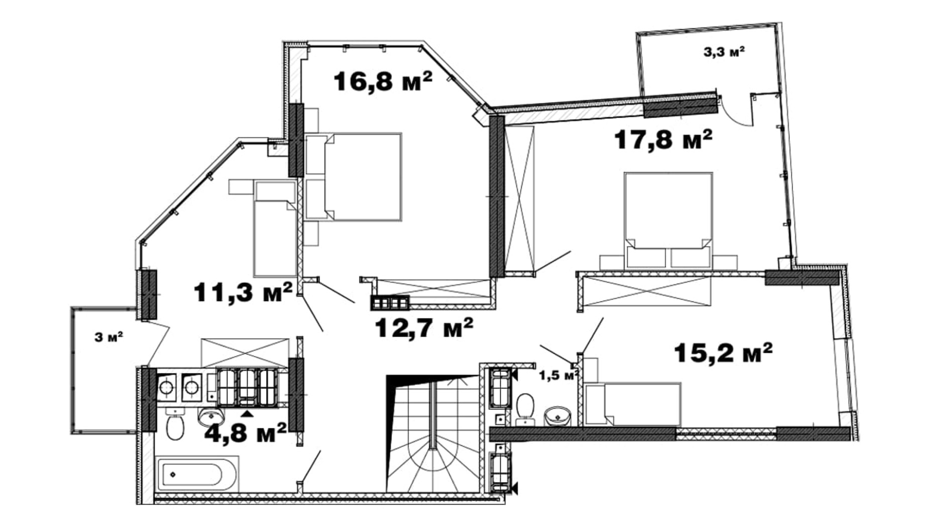 Планування багато­рівневої квартири в ЖК Crystal Avenue 166.27 м², фото 440764